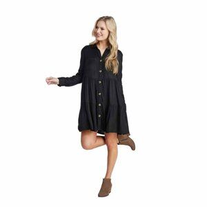 Mud Pie Women's Black Clover Button Down Dress Size Med (8-10) NEW